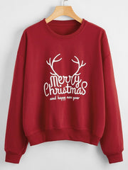 Christmas Long Sleeve Sweater Loose Girl Cartoon Sweater Round Neck Printed