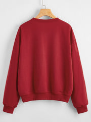 Christmas Long Sleeve Sweater Loose Girl Cartoon Sweater Round Neck Printed