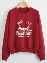 Christmas Long Sleeve Sweater Loose Girl Cartoon Sweater Round Neck Printed