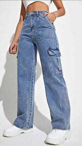 Pantalon en jean droit multi-poches
