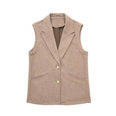 Casual Collared Single Breasted Slim Slimming Two Color Vest