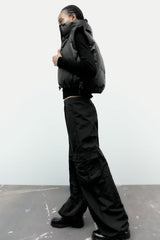 StCollar Kunstleder Kurze Baumwolljacke Weste Lässige gesteppte Slim Fit Baumwollweste