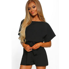 Explosion Color Of Belt Short-sleeved Romper