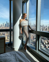 Straußenfedern Weiße Feder Tube Top Pailletten Casual Set