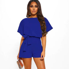 Explosion Color Of Belt Short-sleeved Romper