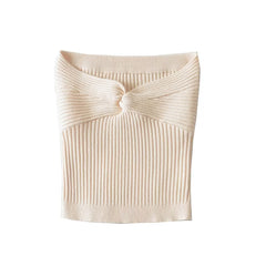 Petit débardeur tricoté à nœuds de couleur unie