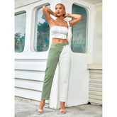 Lässige Capri-Jeans mit hoher Taille und geradem Schnitt, reguläre Passform, saisonunabhängig, Farbblock, niedrige Taille