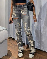 Pantalon slim extensible taille haute en jean