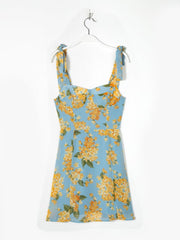 Slim Fit Slimming French Retro Printed Waist-Controlled Short Dress