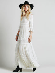 Elegant Bohemian Embroidered Long Dress Embroidered Fairy Dress