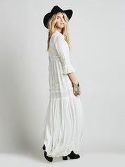 Elegant Bohemian Embroidered Long Dress Embroidered Fairy Dress