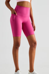 High-Rise Wide WaistbBiker Shorts with Pockets