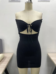 Casual Tube Top Short Slim Fit Slimming More Wear Cutout Sheath Woolen Dress