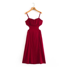 Robe longue à bretelles style vintage français