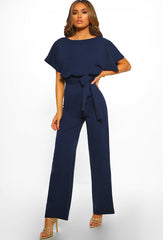 Button Lace-up Short Sleeved Jumpsuit