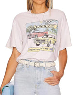 T-Shirt mit Rundhalsausschnitt und Lokomotiven-Print, kurzärmlig