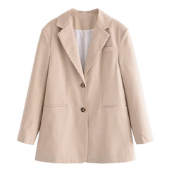 Blazer décontracté ample mi-long à deux boutons pour l'automne