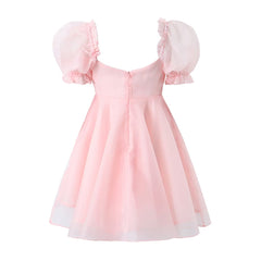 Candy Farbe Pettiskirt mit Puffärmeln Süßes Mädchen Quadratischer Kragen Prinzessinnenkleid