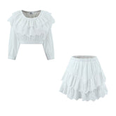Organza-Jacquard, ultrakurzes, hohe Taille, lange Ärmel, kleines Set