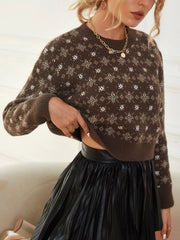 Pull décontracté à manches longues et col ras du cou pour l'automne