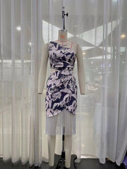 Decorated Tassel Printed Dress