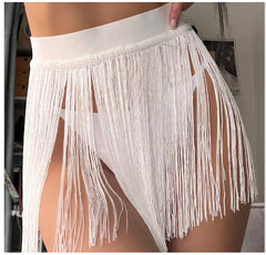Robe courte de plage à franges, bikini, maillot de bain, jupe mi-longue