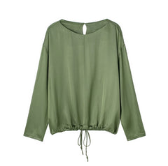 Casual Pocket Decoration Draped Long Sleeved Shirt High Waist Trousers Suit