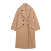 Manteau ample en laine à double boutonnage, quatre couleurs, vêtements d'extérieur