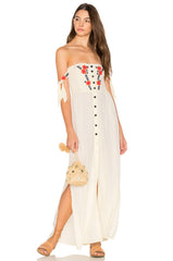 Bohemian Vacation Embroidered Dress Collar Shoulder Hanging Long Dress
