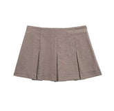 High Waist Solid Color Wide Pleated Skirt Pantskirt