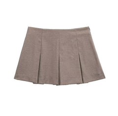 High Waist Solid Color Wide Pleated Skirt Pantskirt