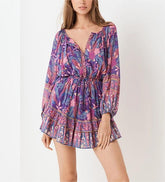 Kleid aus Rayon mit Quaste und Kupferzylinder und elastischer Taille