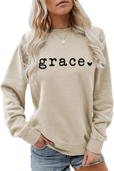 Grace Love Letter Graphic Loose Bottoming Casual Top Long Sleeve Sweater