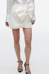 White High Waist Satin Skirt Irregularly Slimming A Line Skirt