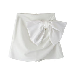 White High Waist Satin Skirt Irregularly Slimming A Line Skirt