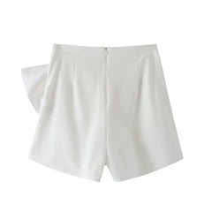 White High Waist Satin Skirt Irregularly Slimming A Line Skirt