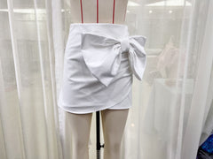 White High Waist Satin Skirt Irregularly Slimming A Line Skirt
