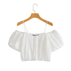Plissiertes, raffiniertes, stilvolles, einfarbiges, schulterfreies Camisole-Oberteil