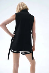 Wind Black Slit Vest Casual Office Vest
