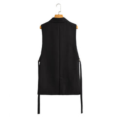 Wind Black Slit Vest Casual Office Vest