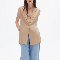 Gilet tissé à col hipster