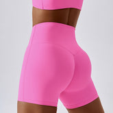 Candy Color Nude Feel Yoga-Shorts Hüftheben Lauftrainingsshorts Enge Sport-Leggings mit hoher Taille