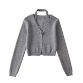 Kurze Halfter Strickweste Einfarbiger Strickpullover Strickpullover