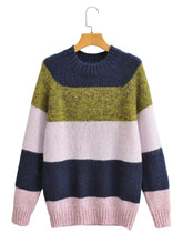 Fall Bold Stripes Casual Turtleneck Pullover