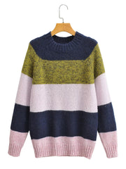 Fall Bold Stripes Casual Turtleneck Pullover
