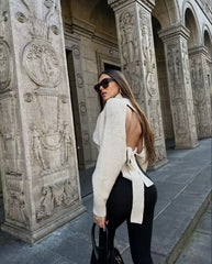 Loose Backless Half Turtleneck Sweater