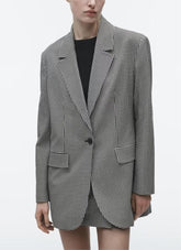 Blazer croisé large à motif écossais de niche