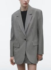 Blazer croisé large à motif écossais de niche