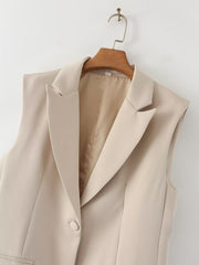 Beige ärmellose Weste Baggy Mantel High Grade Weste Weste Weste