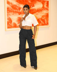 Salopette mignonne plissée à poches tridimensionnelles, coupe slim et personnalisée